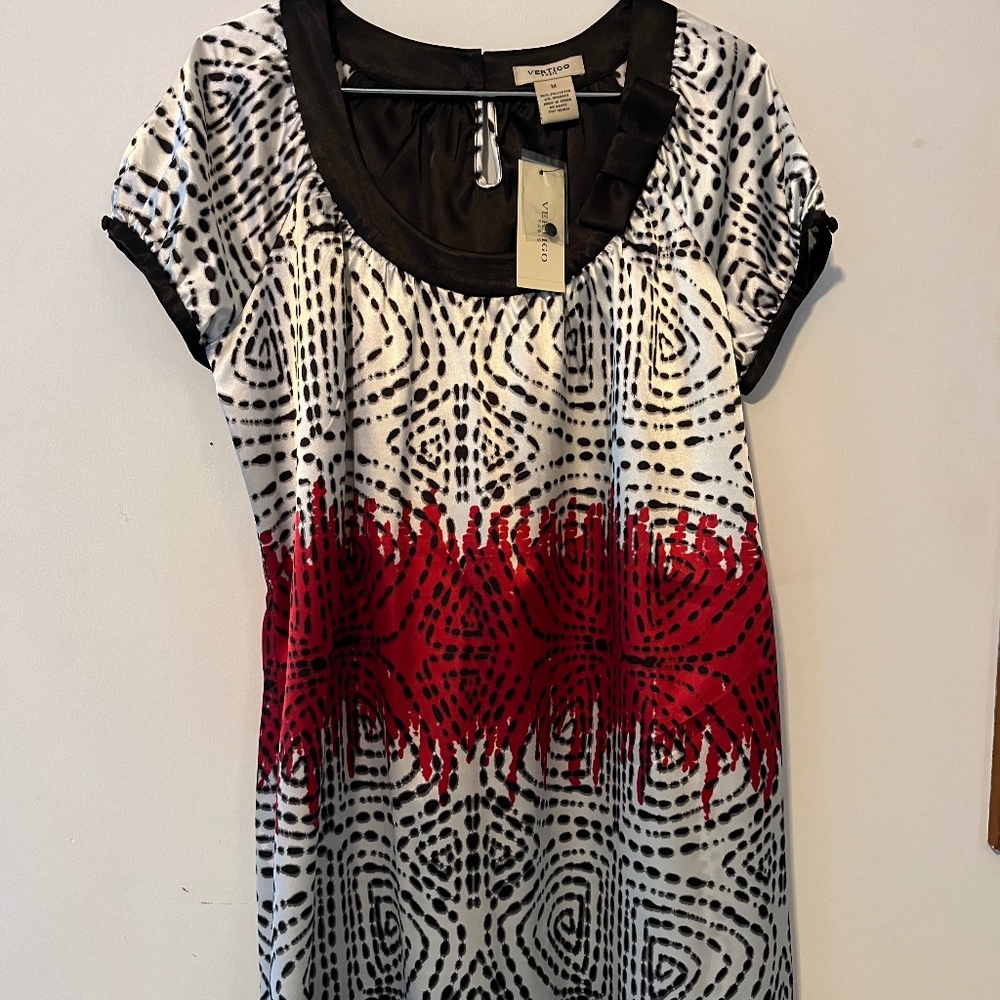 NWT Vertigo Paris Satin Shift Mini Dress M